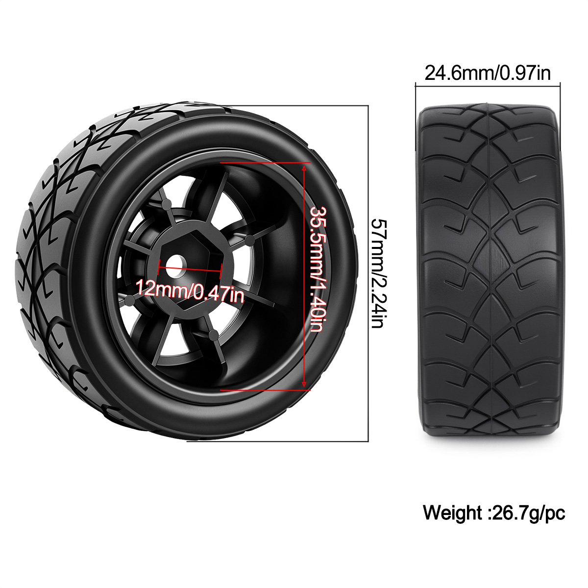 Roda Plastik Ban Karet 57MM de - Wheel Rim Rc ulasan dan harga